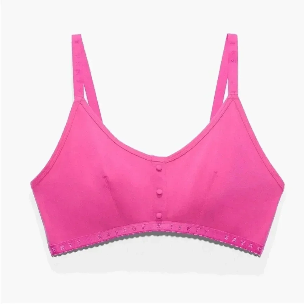 SAVAGE X FENTY COTTON JERSEY BRALETTE PINK SIZE SMALL